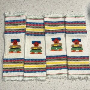 Vintage handcrafted Colorful Striped cloth napkins Set of four